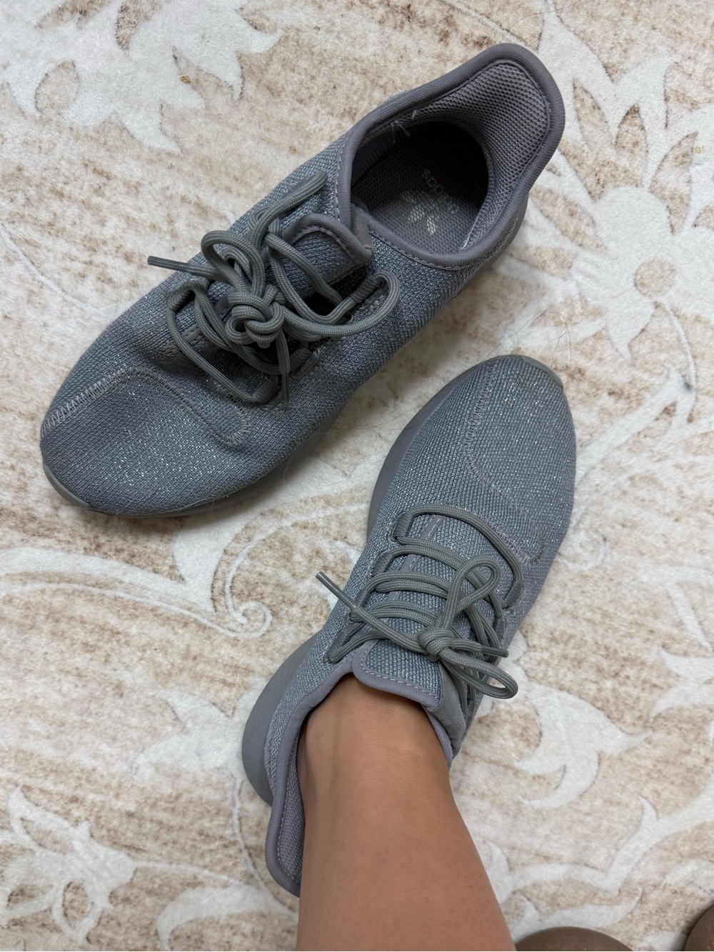 adidas Grey Knit Athletic Sneakers
